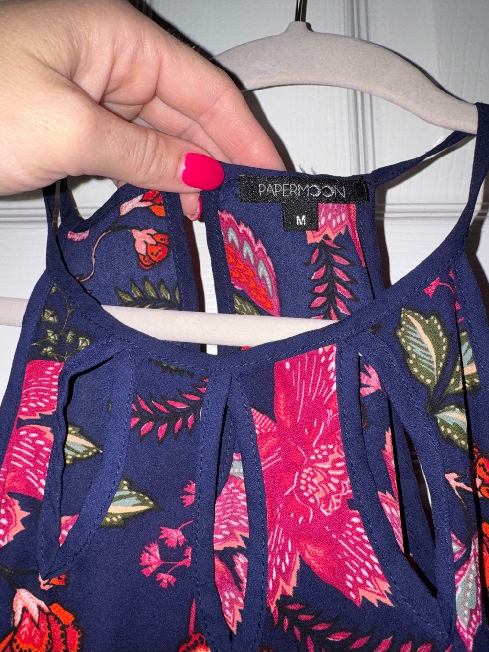 Papermoon Navy and Pink Floral Cutout One-Piece